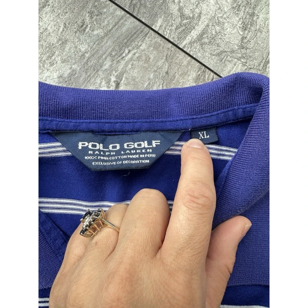 Polo Golf Ralph Lauren Blue & White Striped Polo Shirt Men's XL